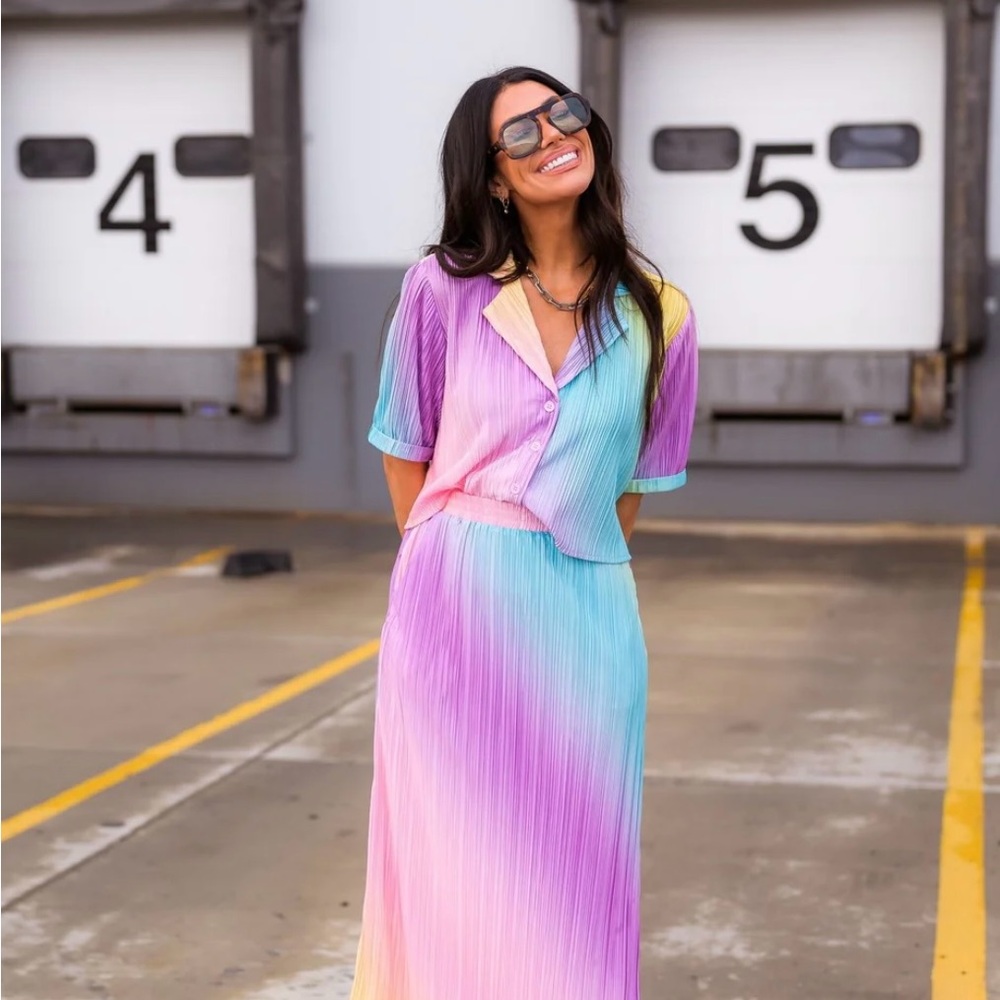 Ćest la Vie Plissé Skirt Set in Rainbow Daydream - SOLD OUT ONLINE